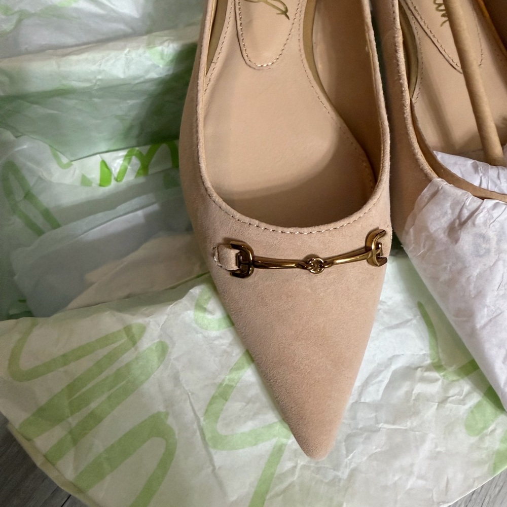 Sam Edelman Blush Pointed Toe Ballet Nori Flat with Gold Bit - Picture 5 of 8